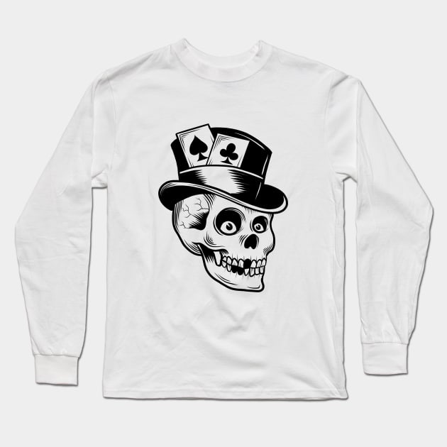 Gambler skull Long Sleeve T-Shirt by Adorline